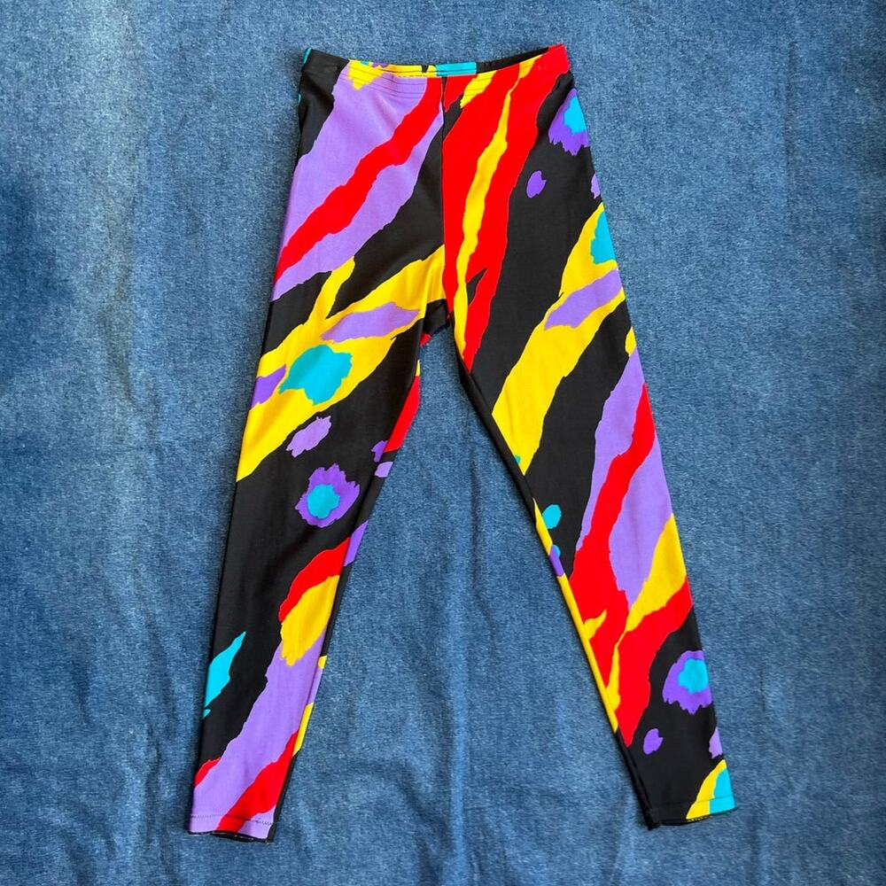 80s abstract spandex leggings